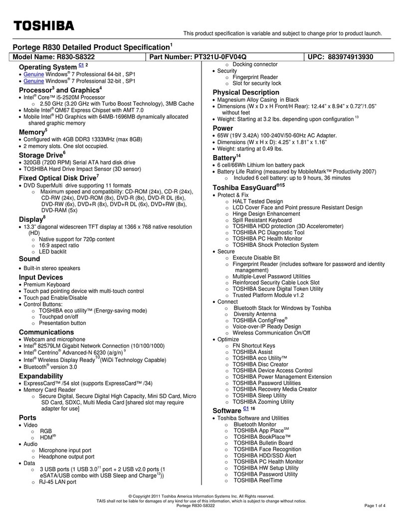Toshiba R830-S8322 User manual