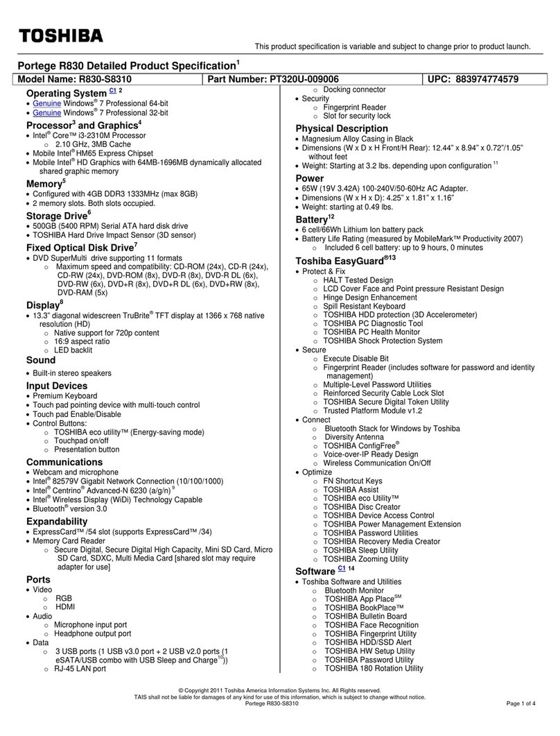 Toshiba R830-S8310 User manual