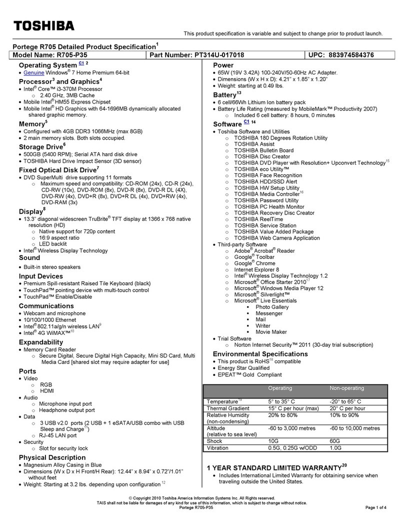 Toshiba R705-P35 User manual