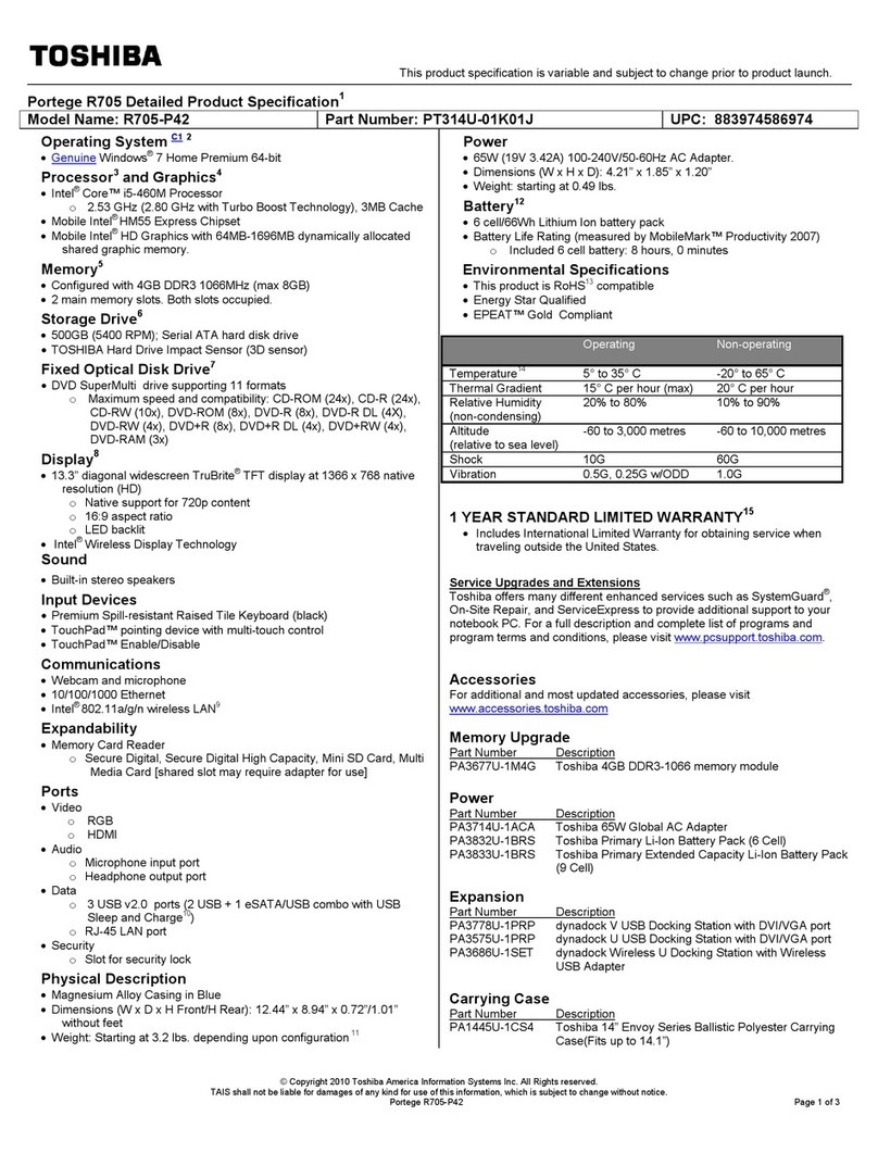 Toshiba R705-P42 User manual