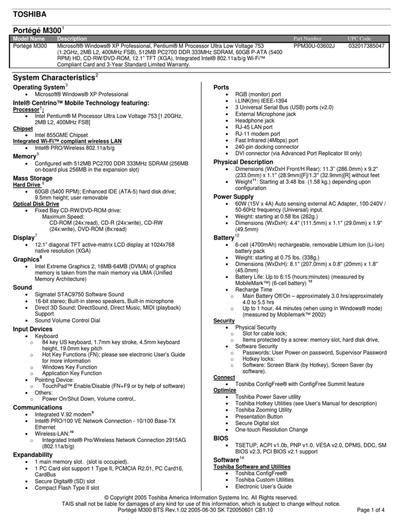 Toshiba Portege M300 User manual