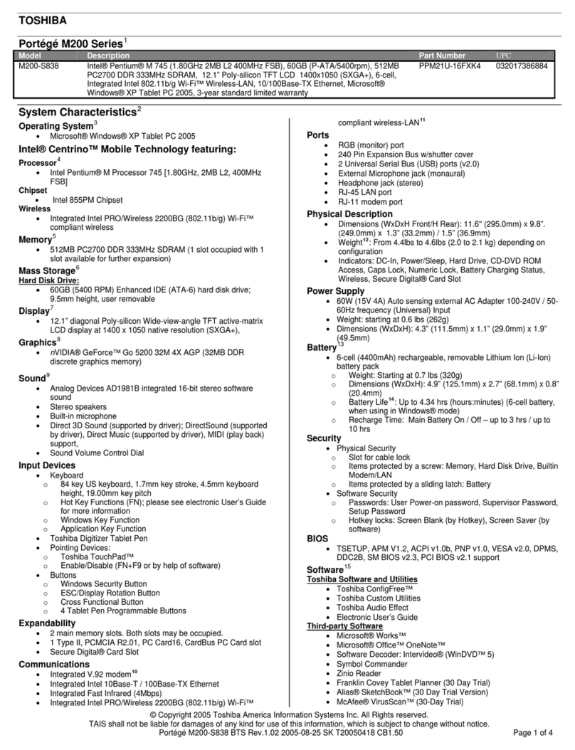 Toshiba M200-S838 User manual