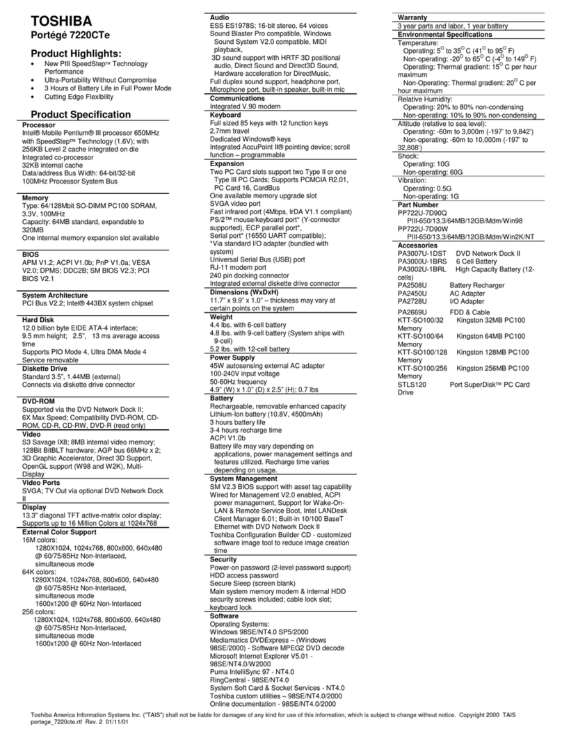 Toshiba Portege 7220CTe User manual