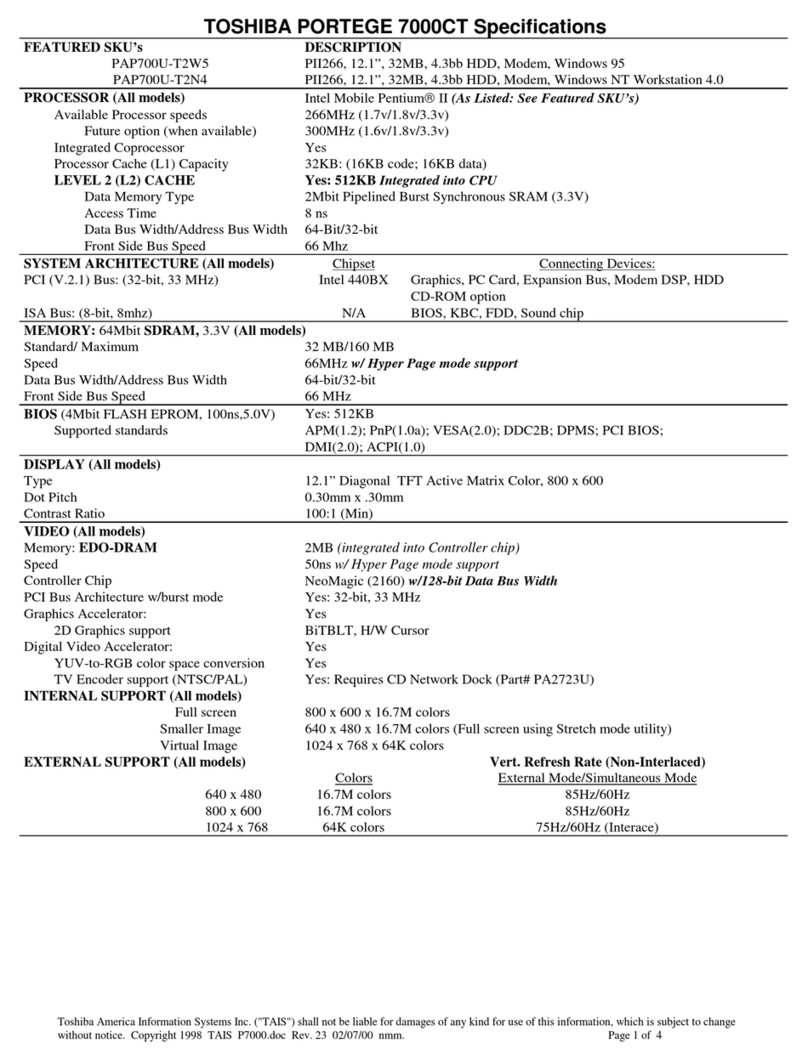 Toshiba Portege 7000CT User manual