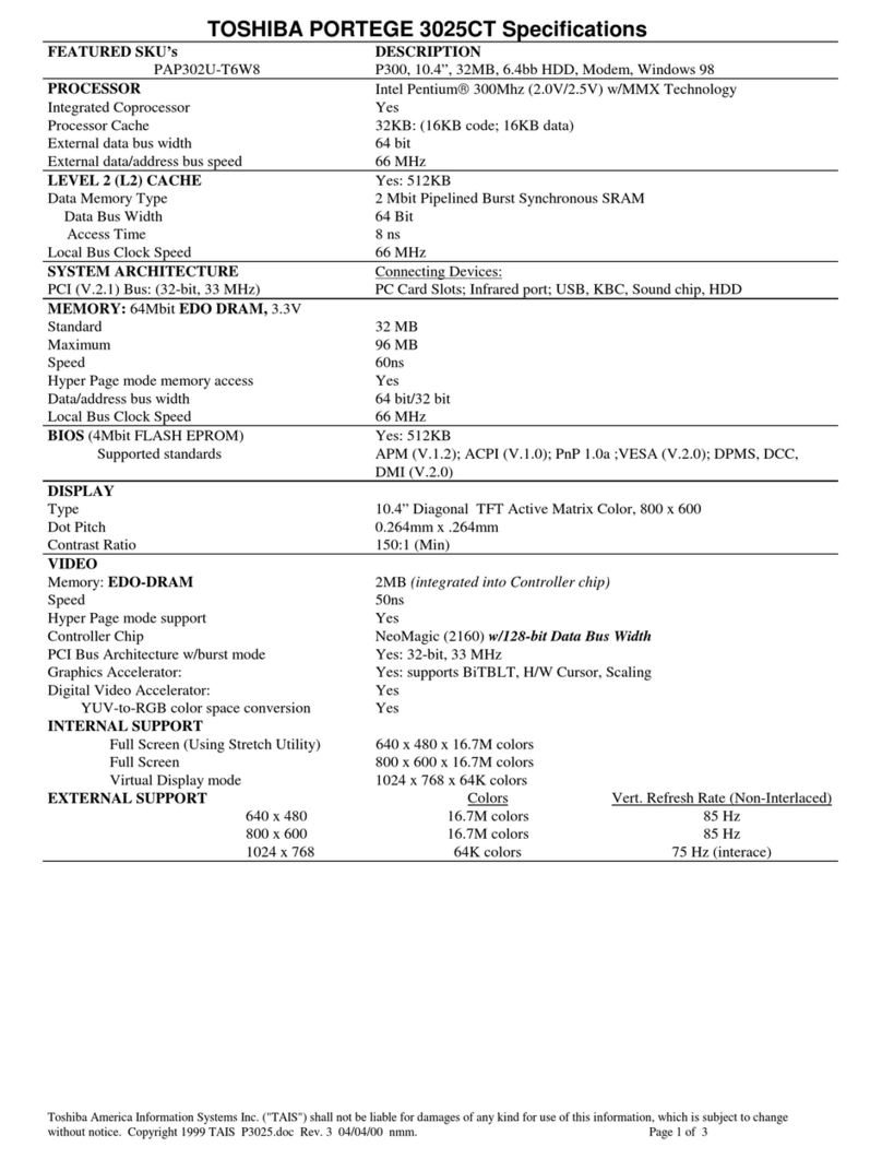 Toshiba Portege 3025CT User manual
