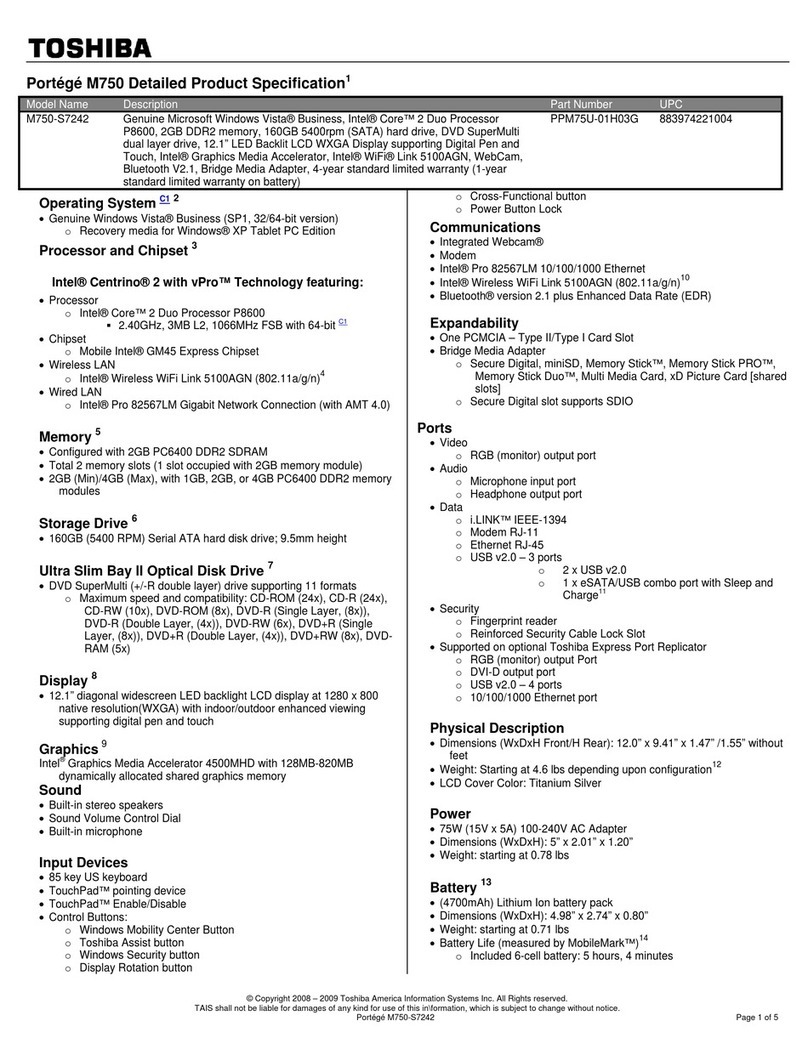 Toshiba M750-S7242 User manual