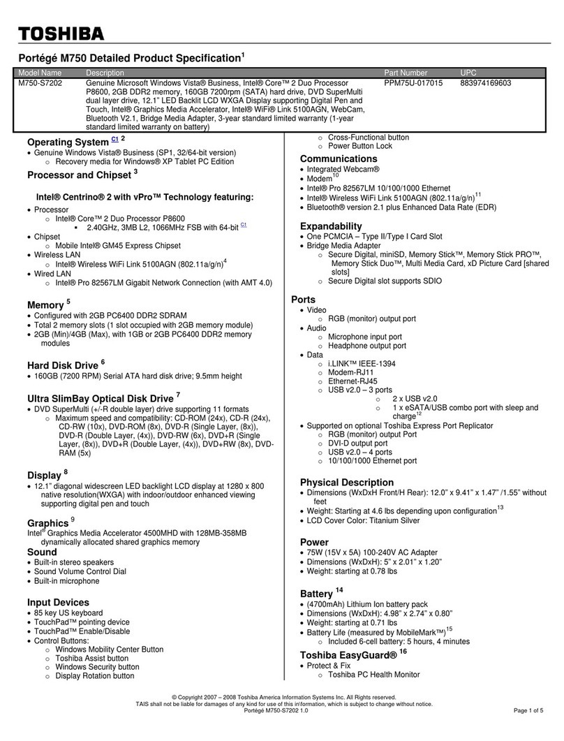 Toshiba M750-S7202 User manual
