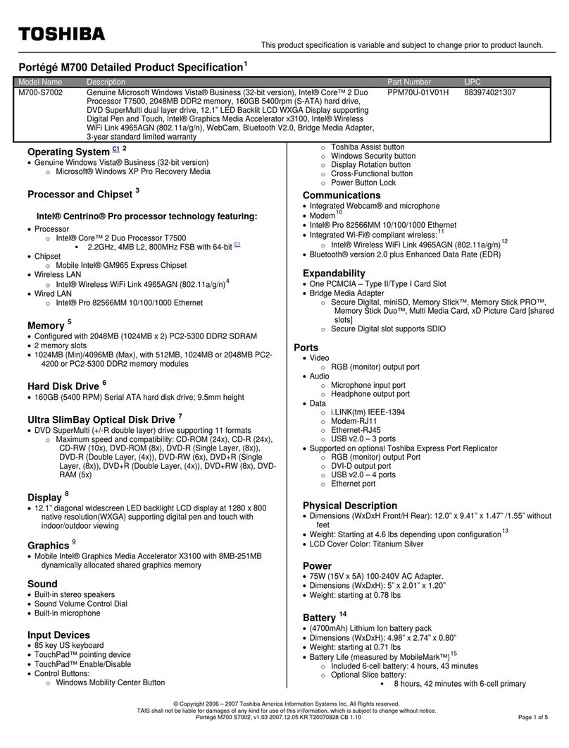 Toshiba Portege M700-S7002 User manual