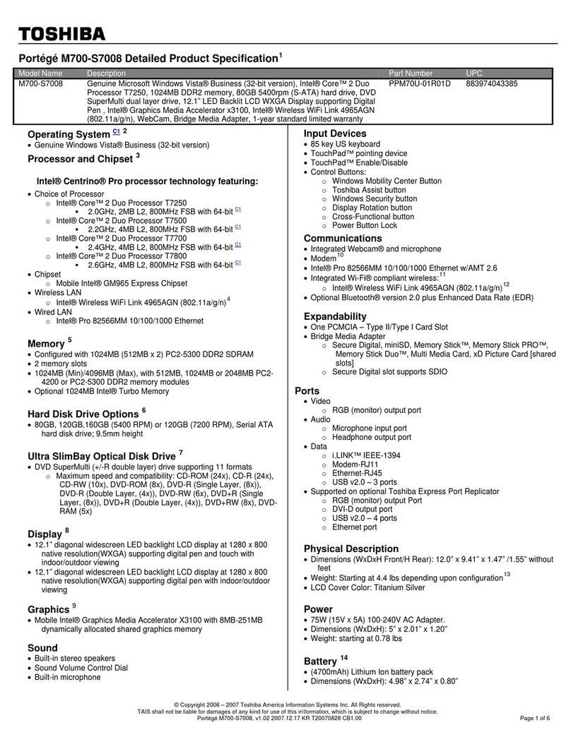 Toshiba Portege M700-S7008 User manual