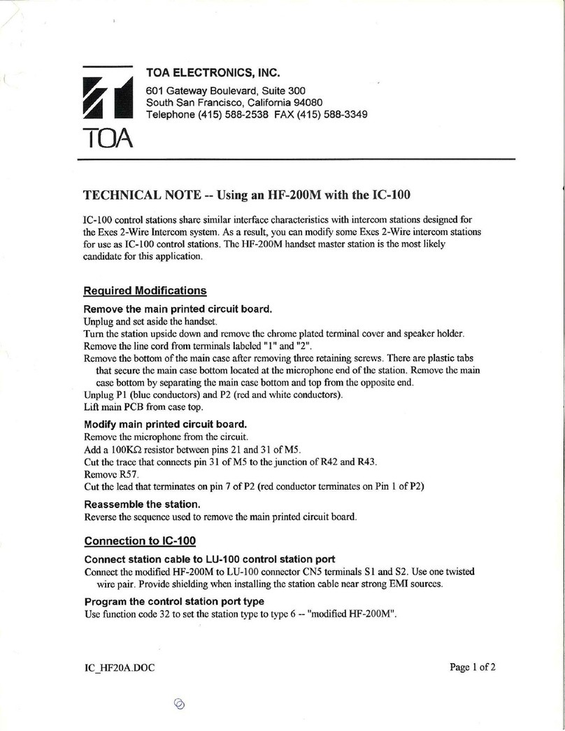 Toa IC-100 Series Manual