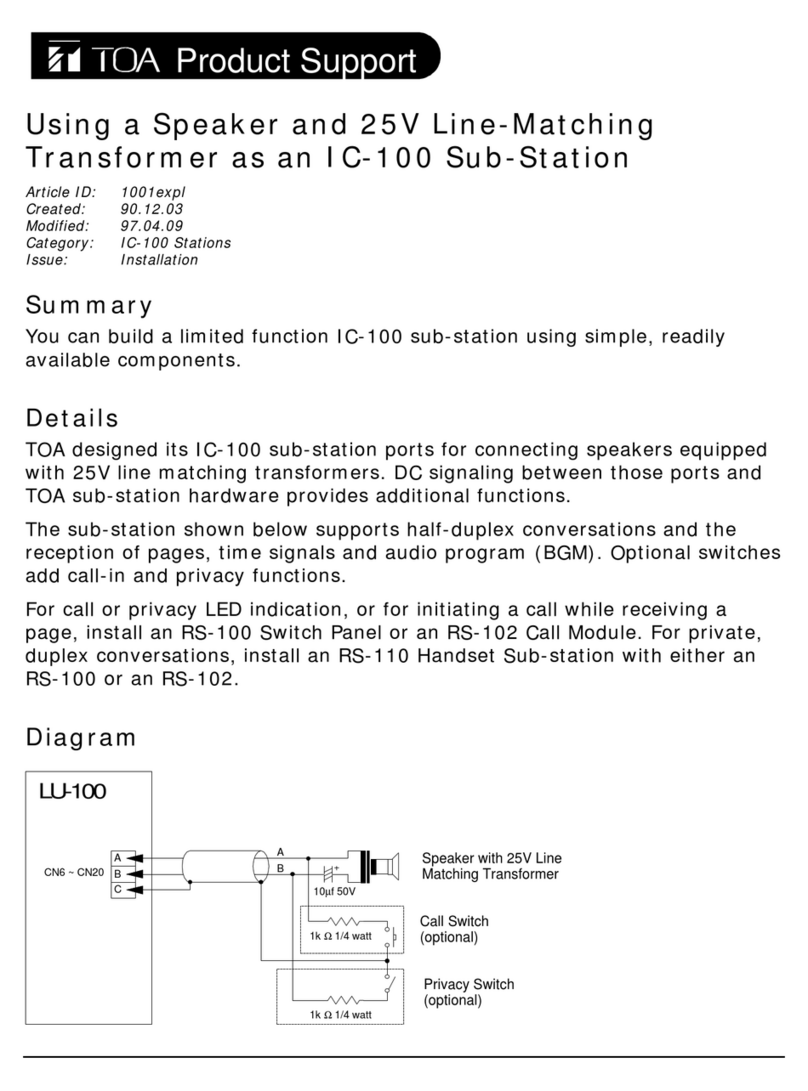 Toa IC-100 Series supplementary guide