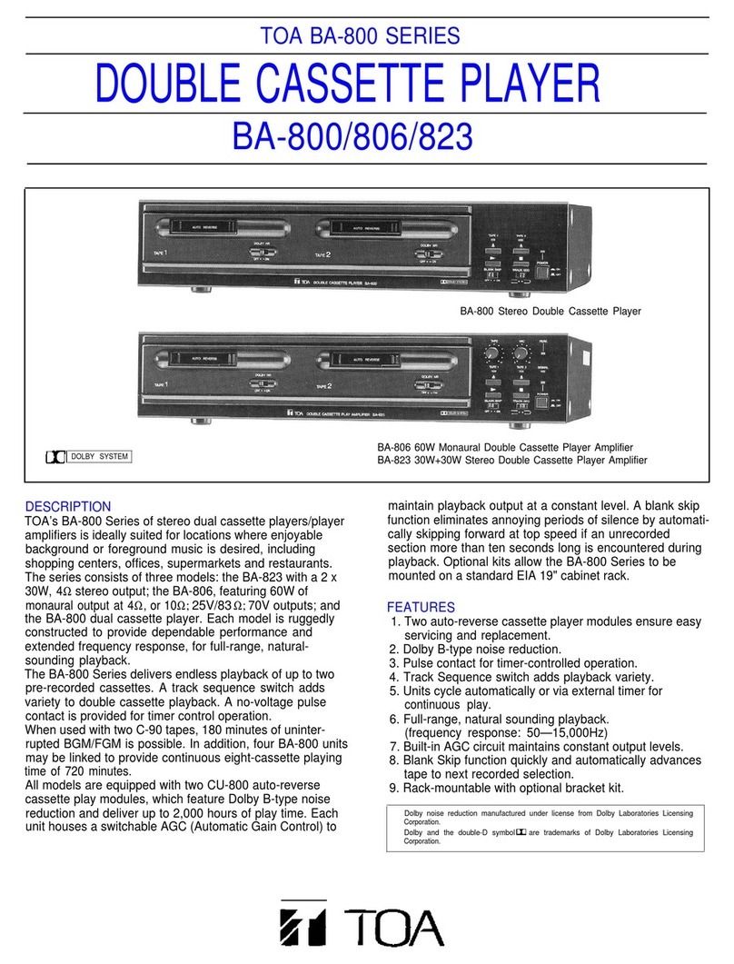 Toa BA-800 Specifications