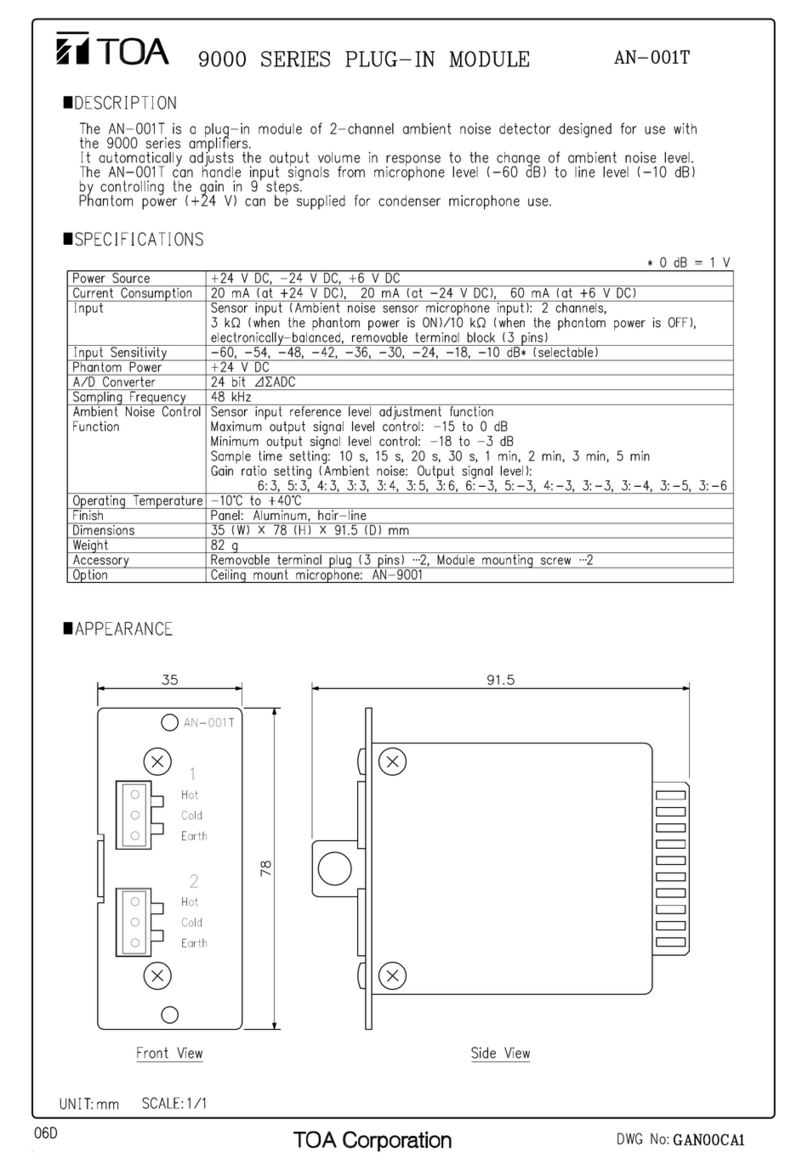 Toa AN-001T Specifications