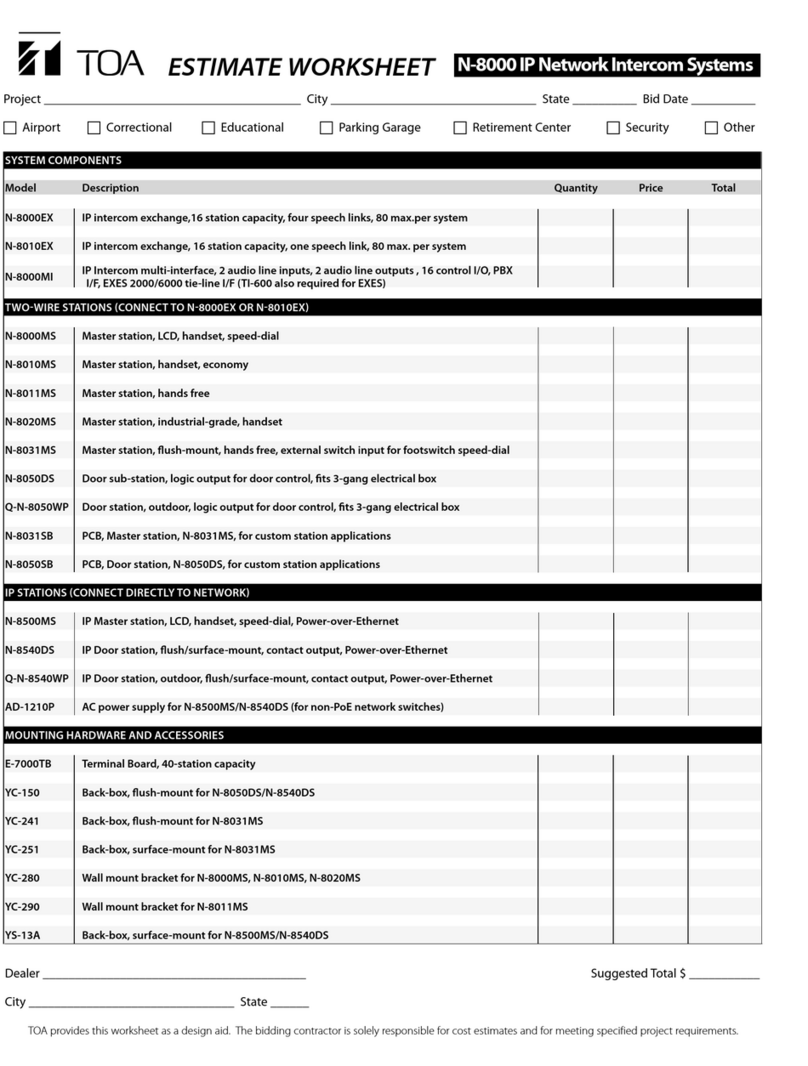 Toa AD-1210P Worksheet