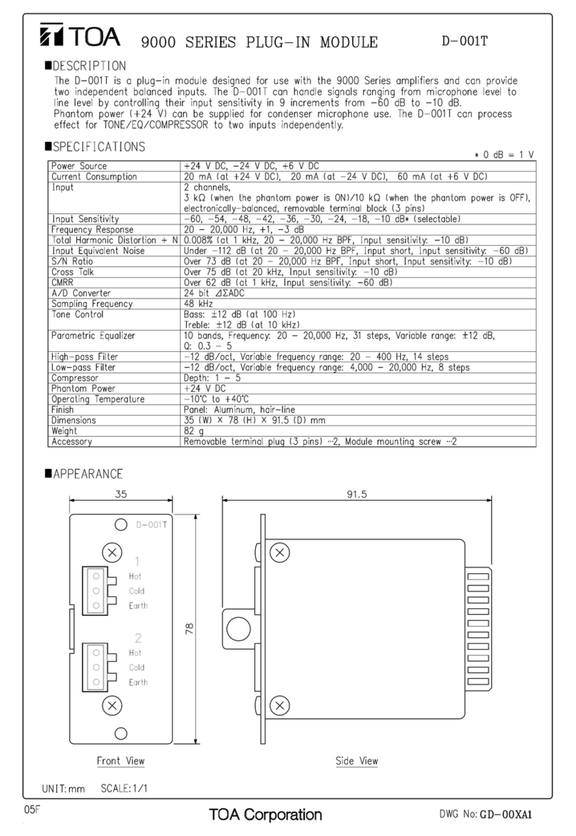 Toa D-001T Specifications