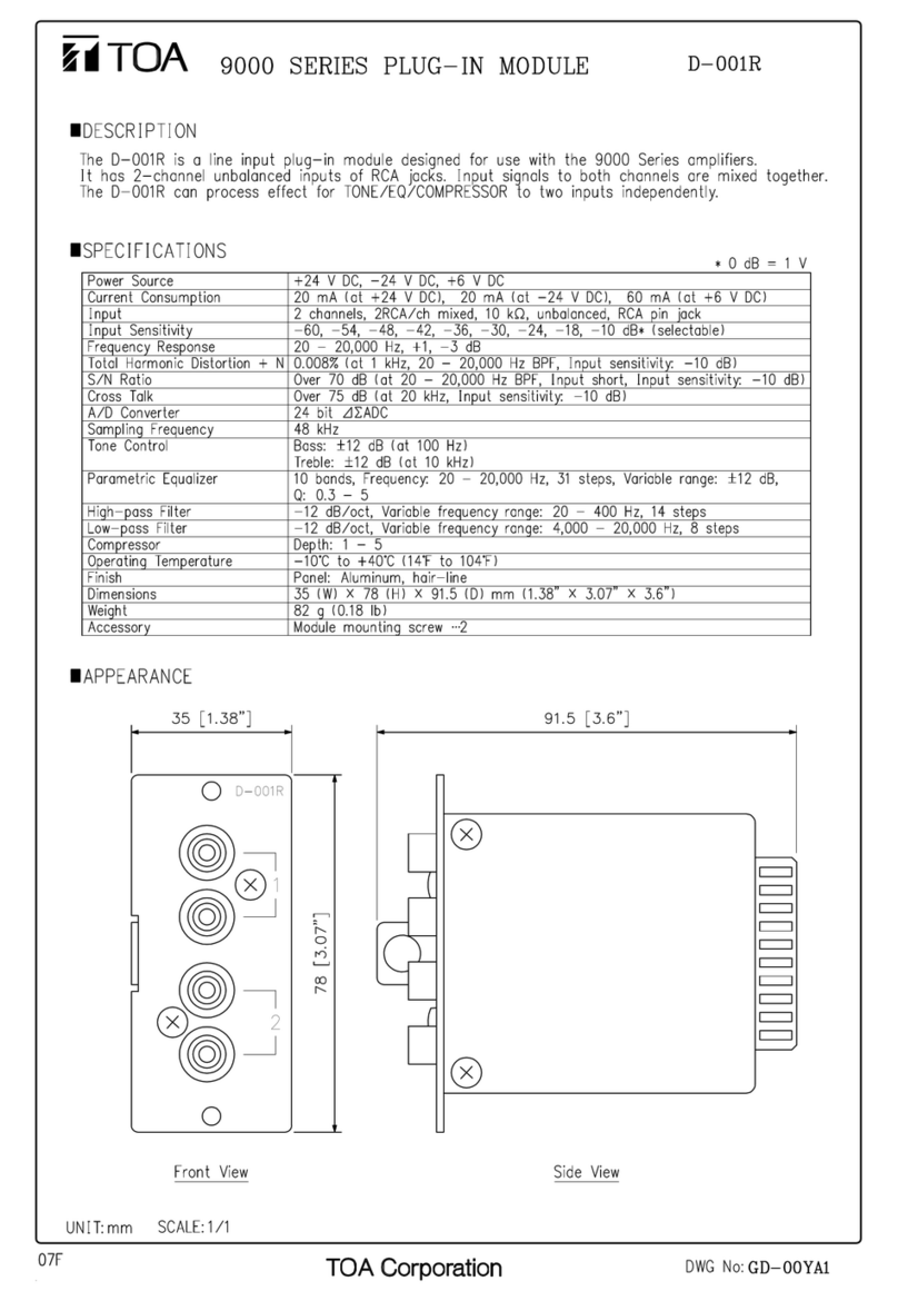 Toa D-001R Specifications