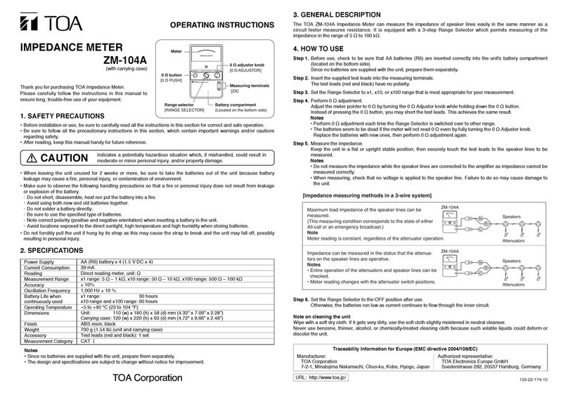 Toa ZM-104 operating instructions