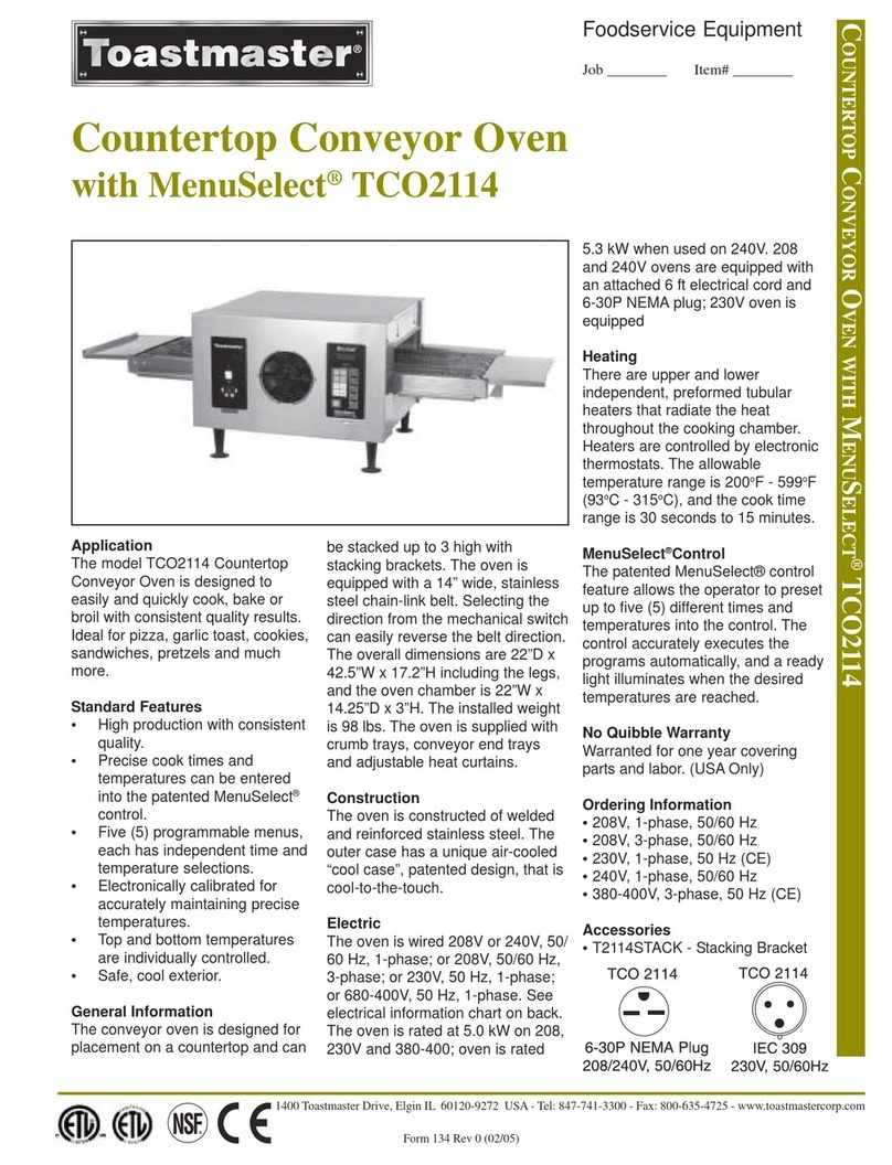 Toastmaster TCO2114 User manual