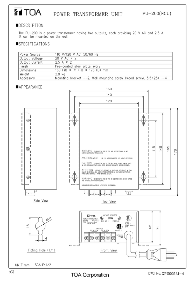 Toa PU-200 Specifications