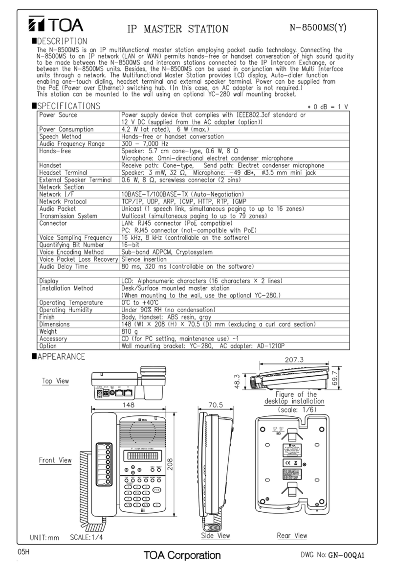 Toa N-8500MS Specifications