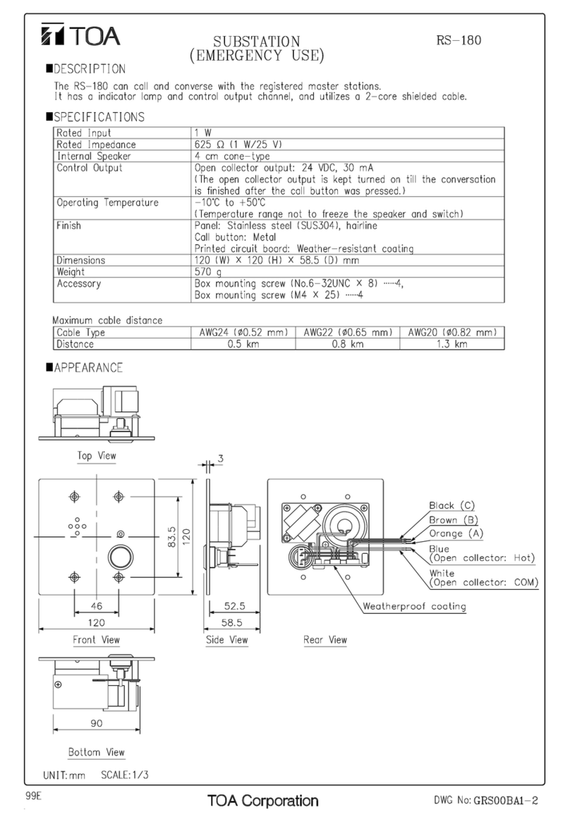 Toa RS-180 Specifications