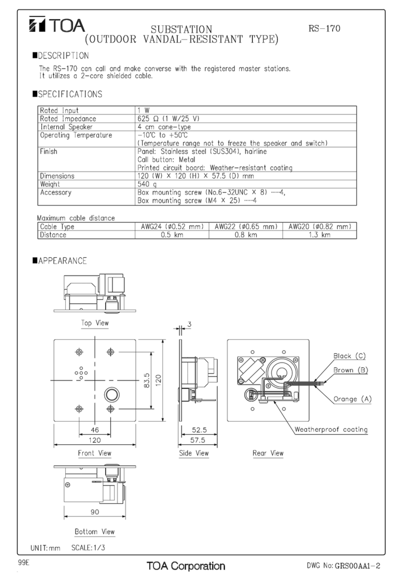 Toa RS-170 Specifications