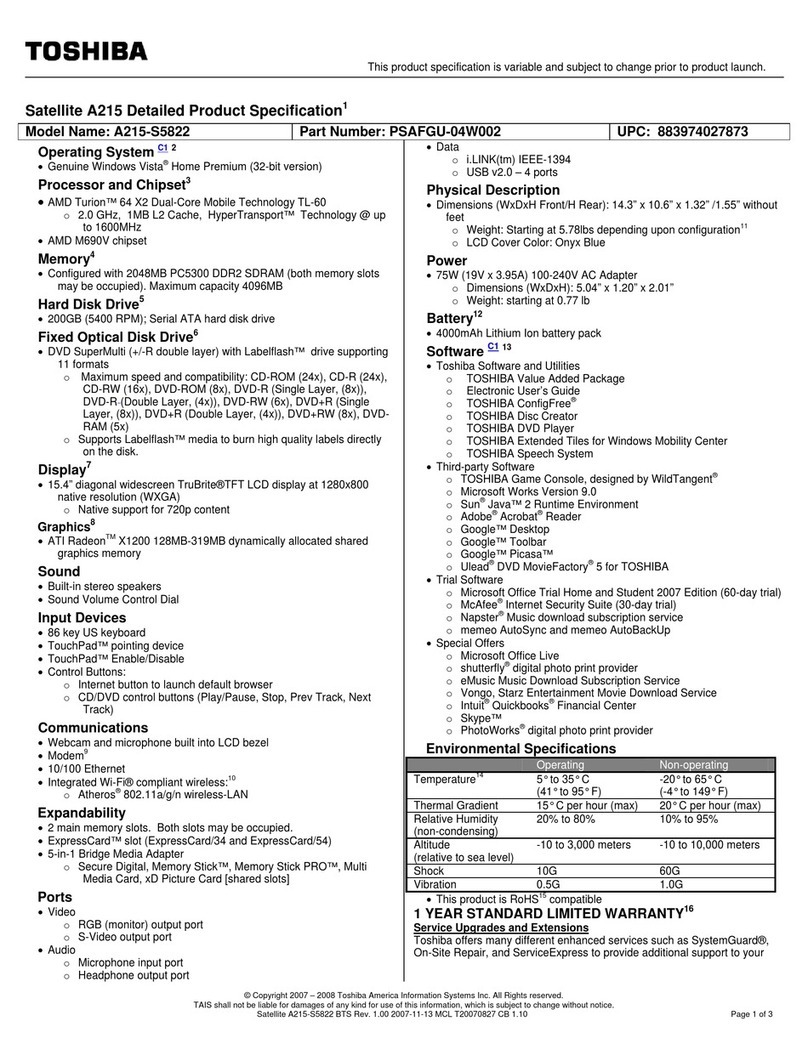 Toshiba A215-S5822 User manual