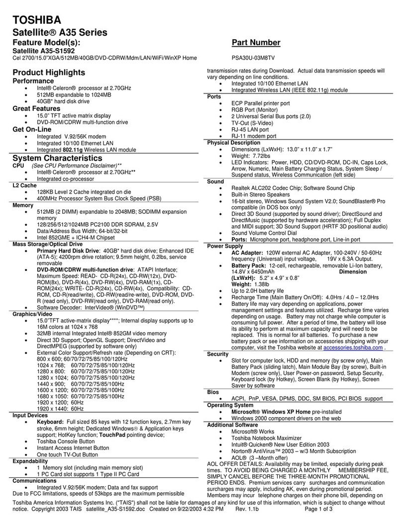 Toshiba A35-S1592 User manual