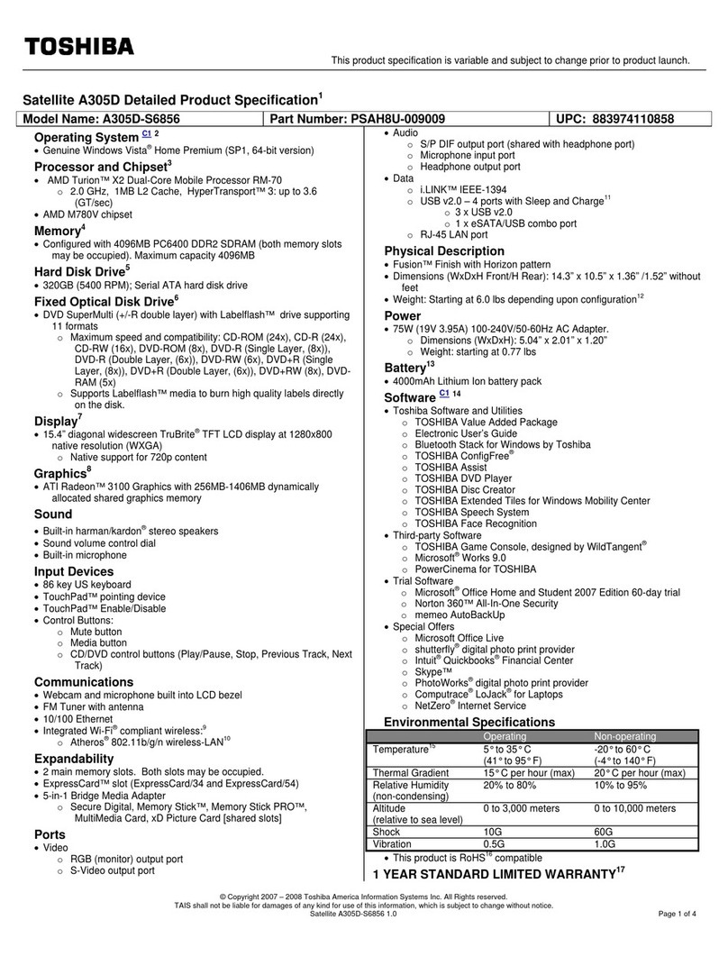 Toshiba A305D-S6856 user guide