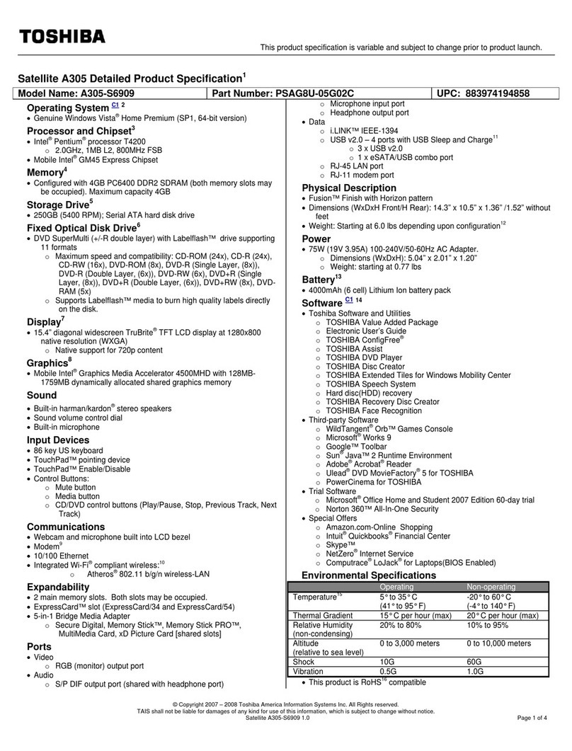 Toshiba A305-S6909 User manual