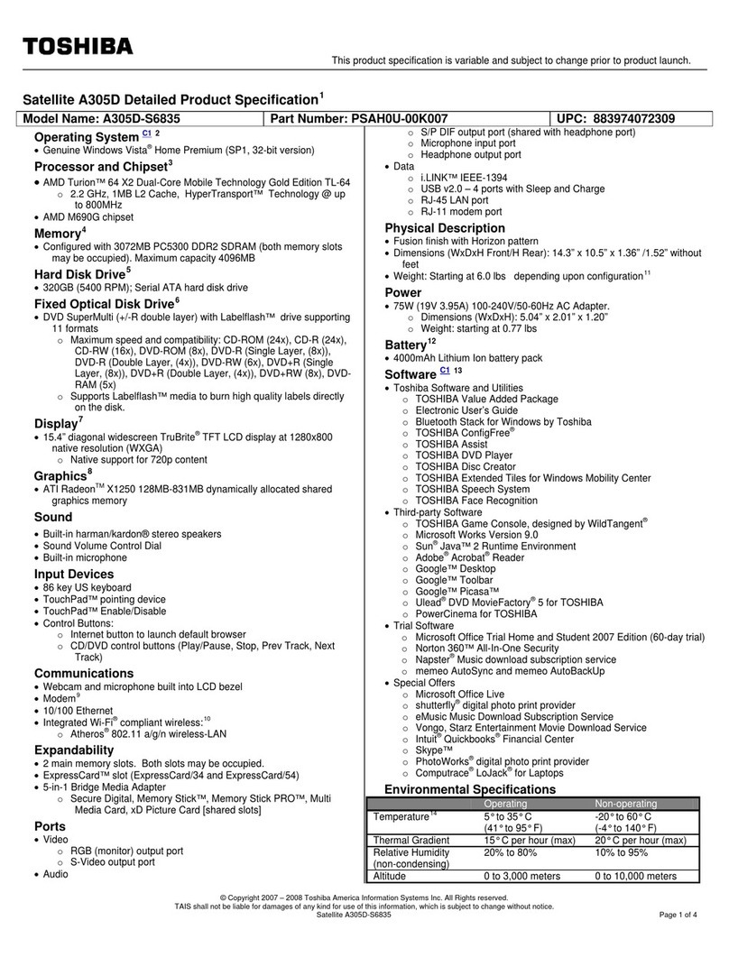 Toshiba A305D-S6835 User manual