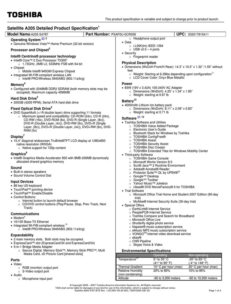 Toshiba A205-S4787 User manual