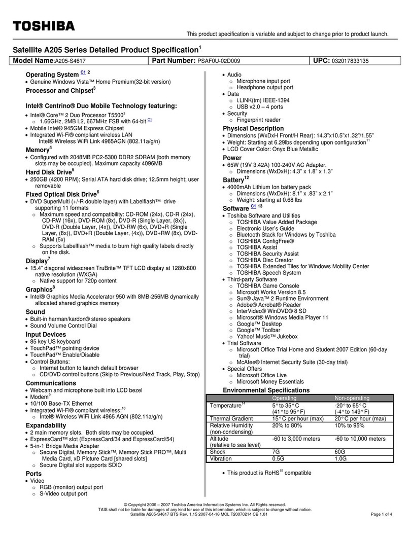 Toshiba A205-S4617 User manual