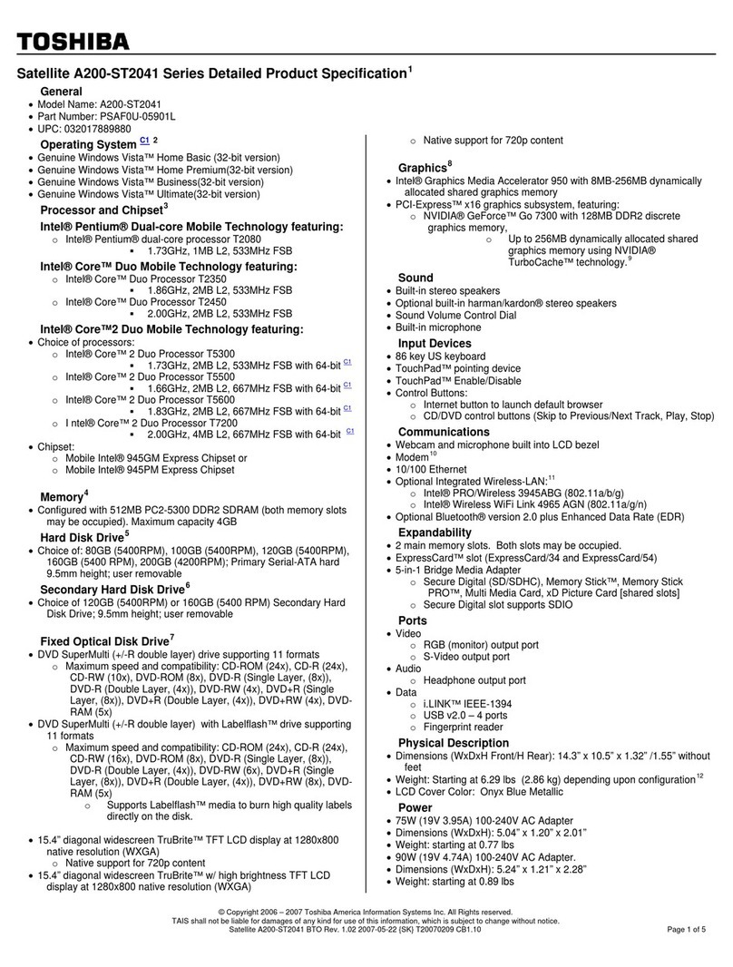 Toshiba A200-ST2041 User manual