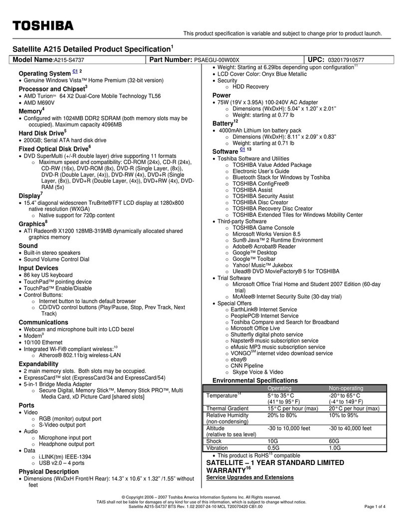 Toshiba A215-S4737 User manual