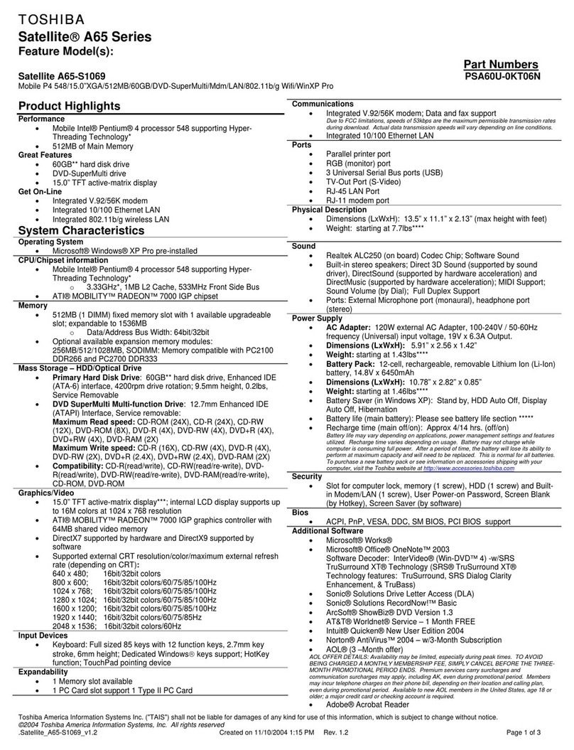 Toshiba A65-S1069 User manual