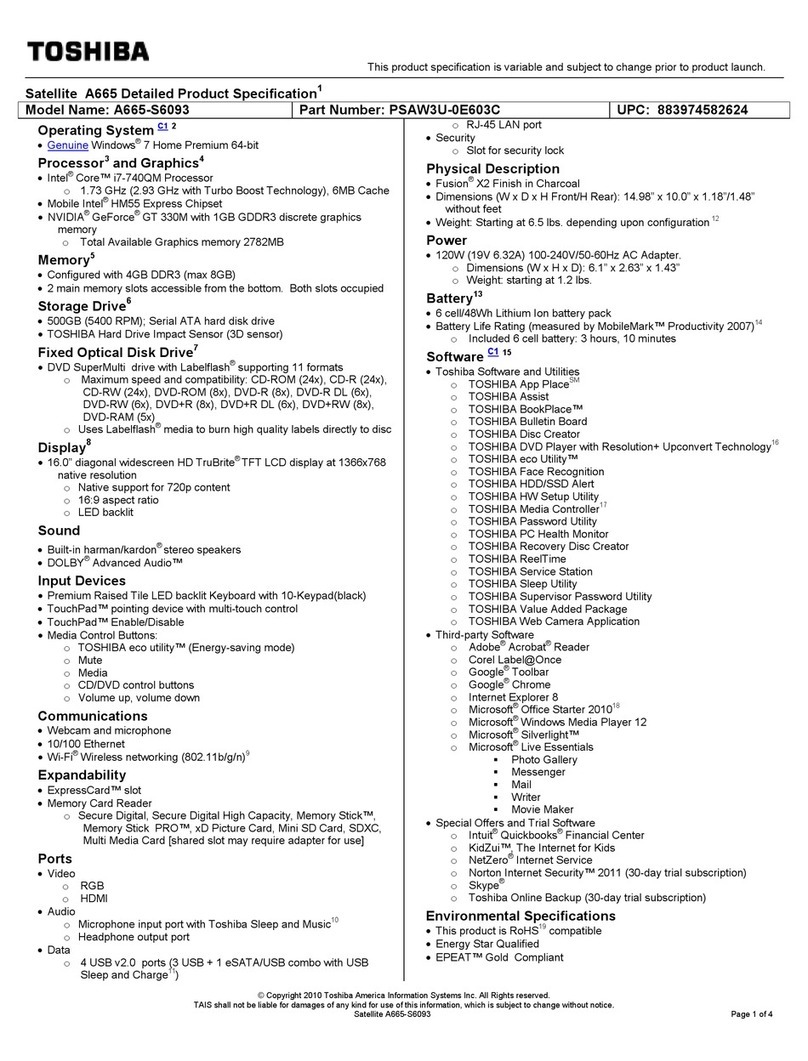 Toshiba A665-S6093 User manual
