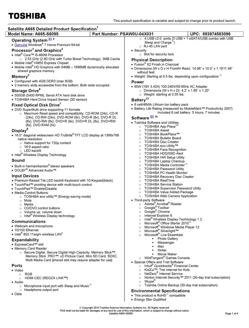 Toshiba A665-S6095 User manual