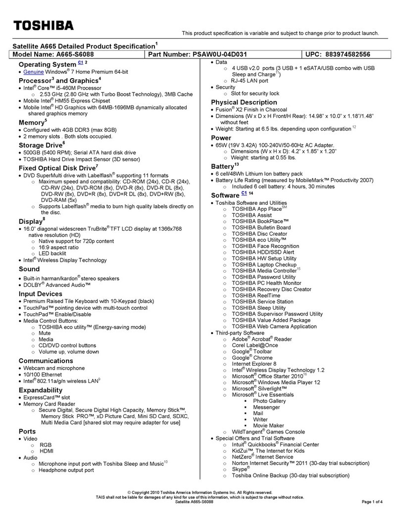 Toshiba A665-S6088 User manual
