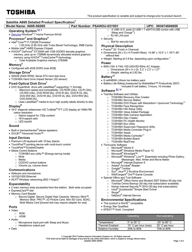 Toshiba A665-S6065 User manual