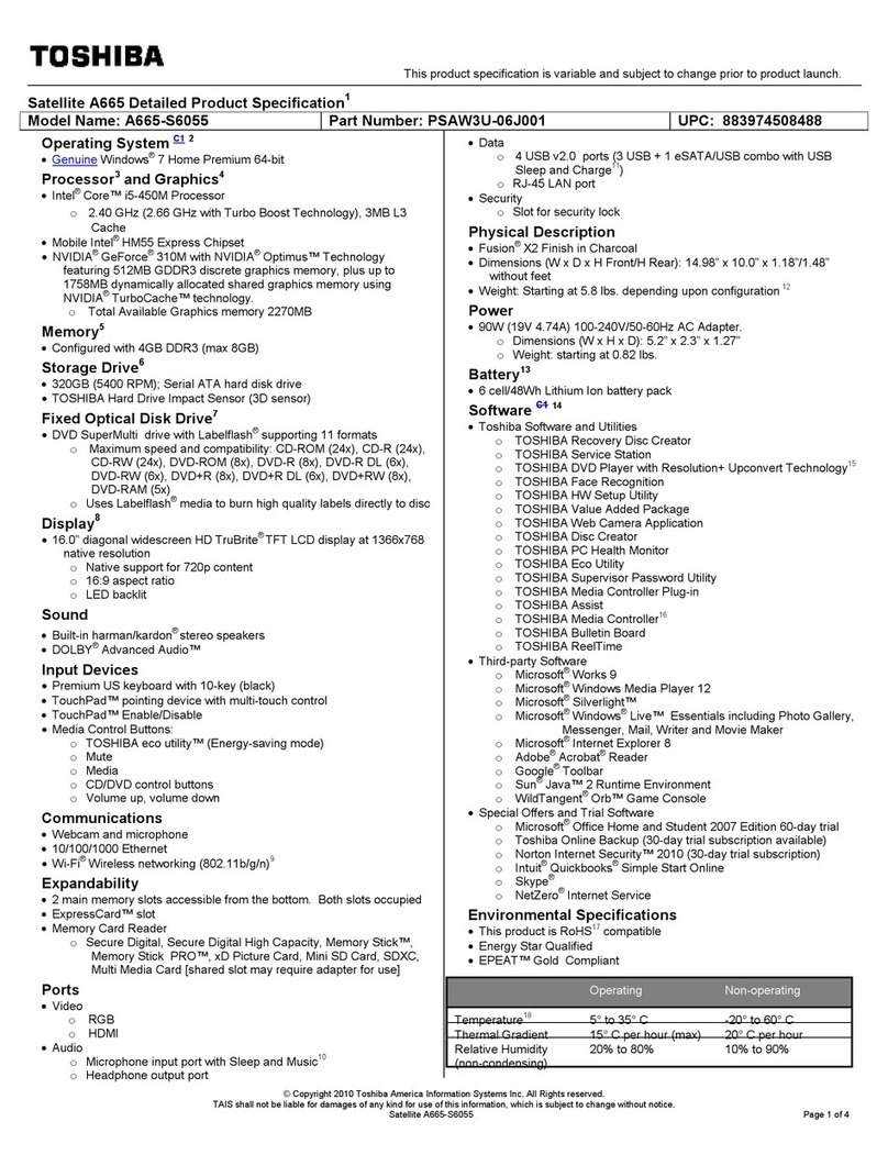 Toshiba A665-S6055 User manual