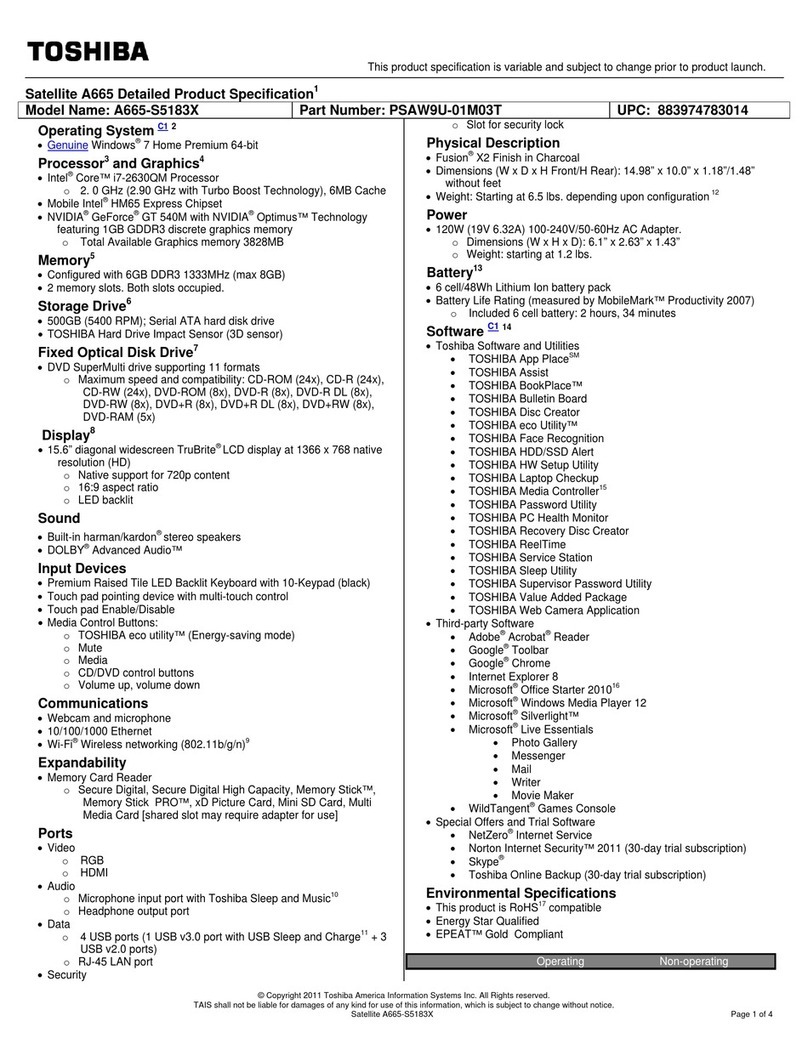 Toshiba A665-S5183X User manual
