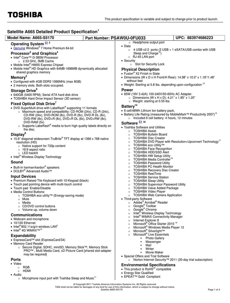 Toshiba A665-S5170 User manual