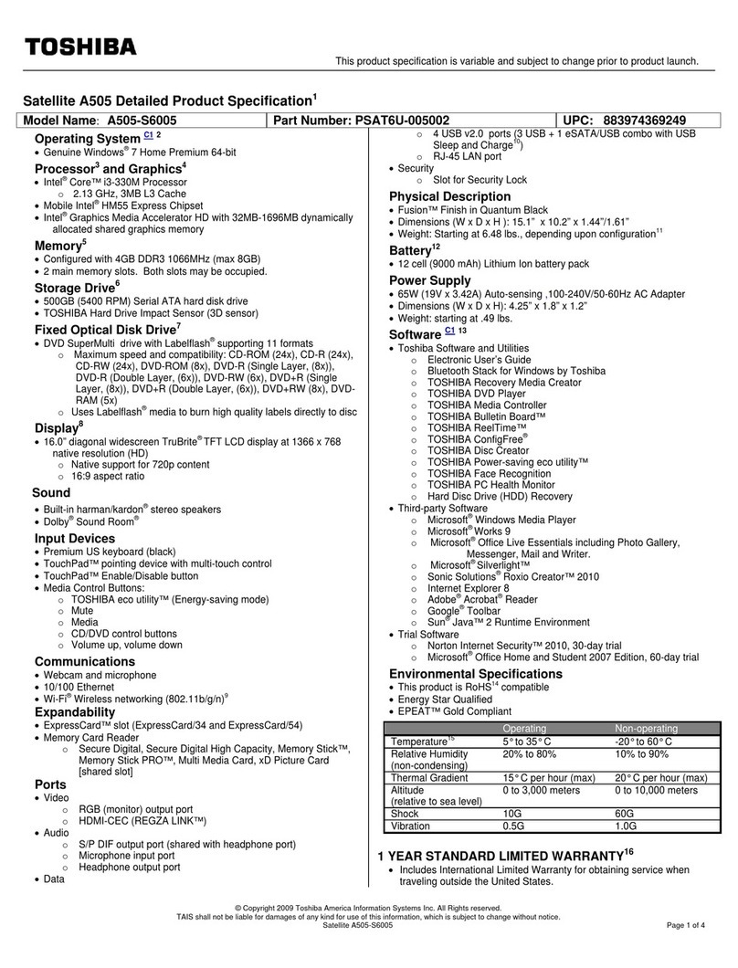 Toshiba A505-S6005 User manual