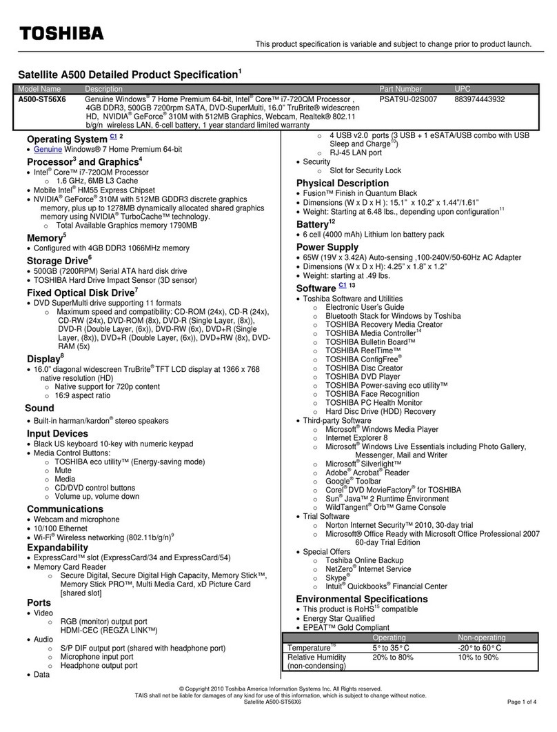 Toshiba A500-ST56X6 User manual