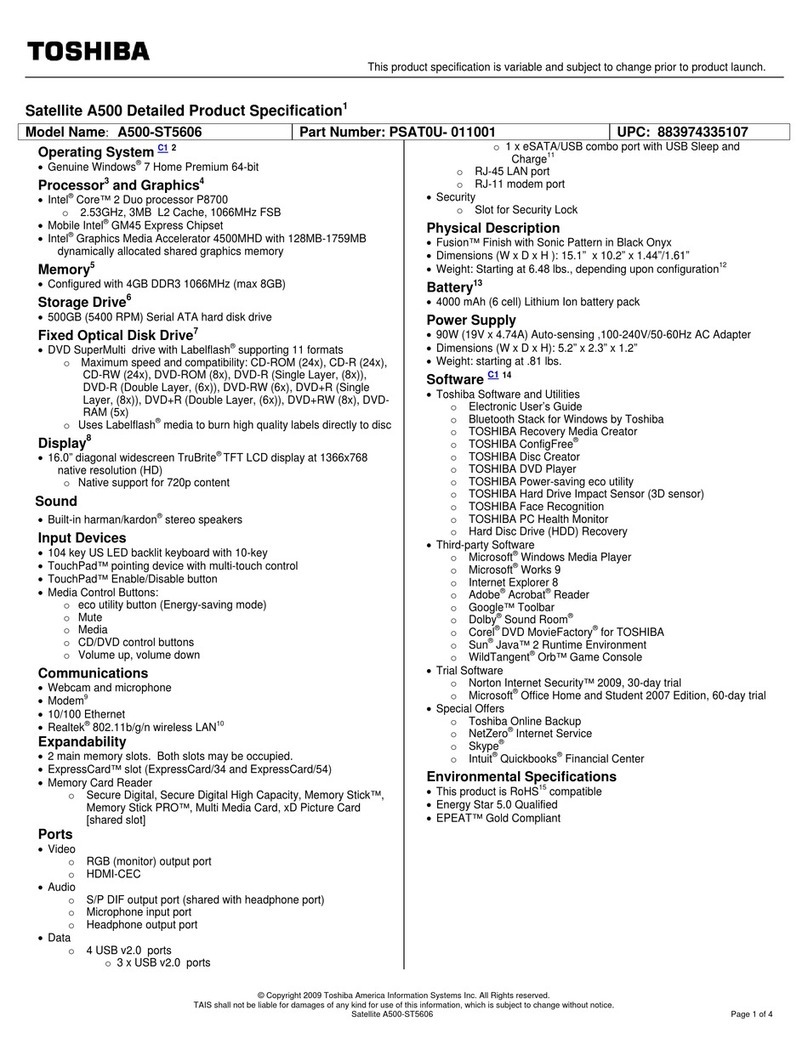 Toshiba A500-ST5606 User manual