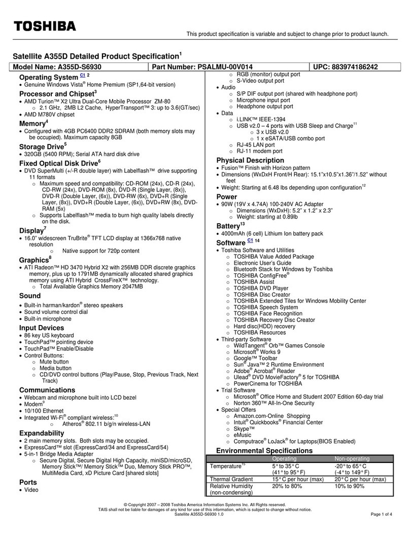 Toshiba A355D-S6930 User manual