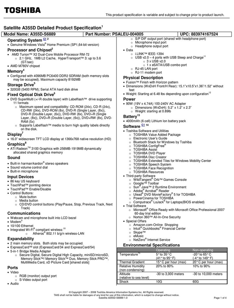 Toshiba A355D-S6889 User manual