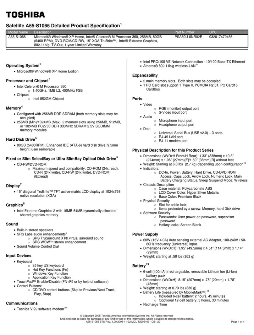 Toshiba A55-S1065 User manual