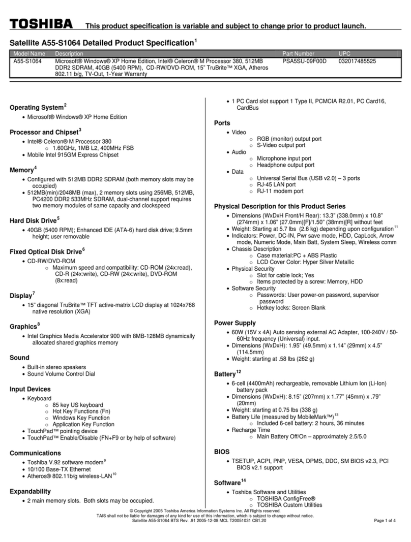 Toshiba A55-S1064 User manual